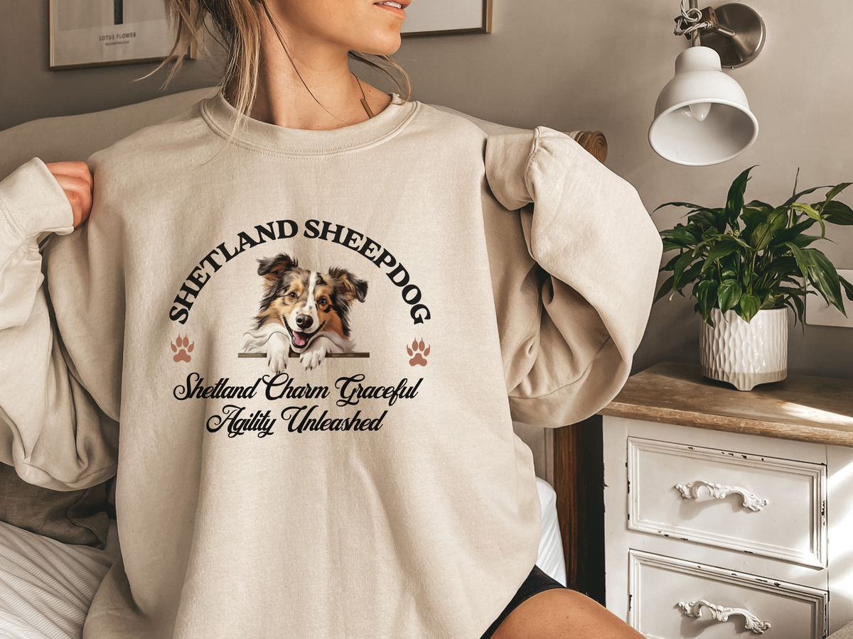 Shetland Sheepdog Sweatshirt – Shetland Charm, Graceful Agility Unleashed – Unisex Dog Lover Apparel