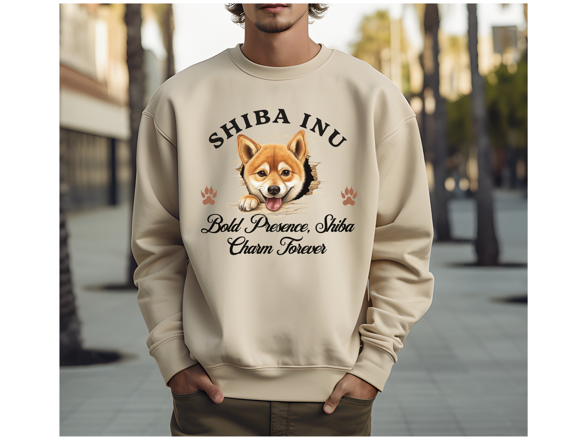 Shiba Inu Sweatshirt – Bold Presence, Shiba Charm Forever – Unisex Dog Lover Gift