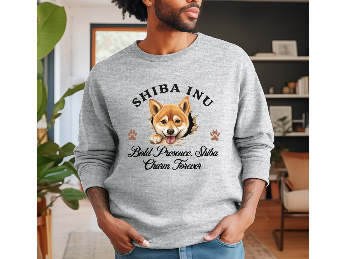 Shiba Inu Sweatshirt – Bold Presence, Shiba Charm Forever – Unisex Dog Lover Gift