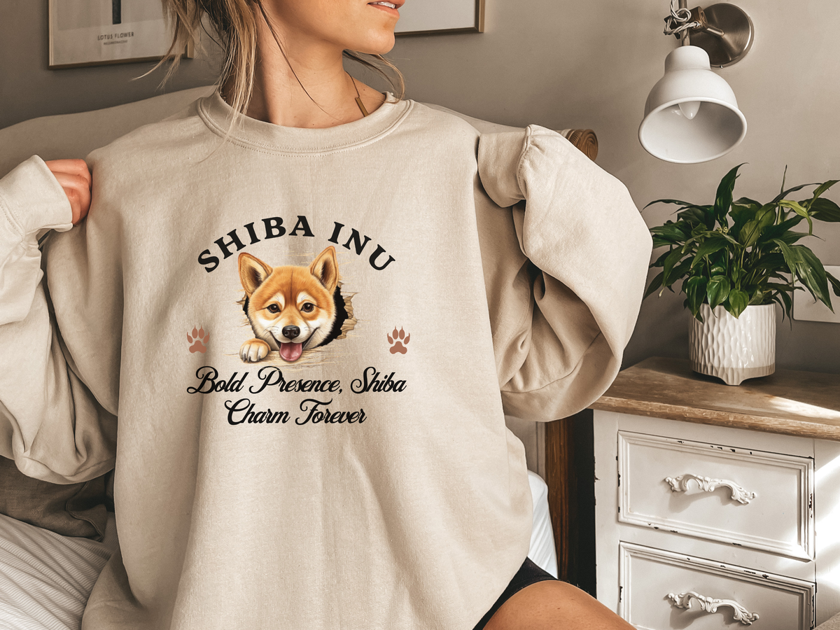 Shiba Inu Sweatshirt – Bold Presence, Shiba Charm Forever – Unisex Dog Lover Gift