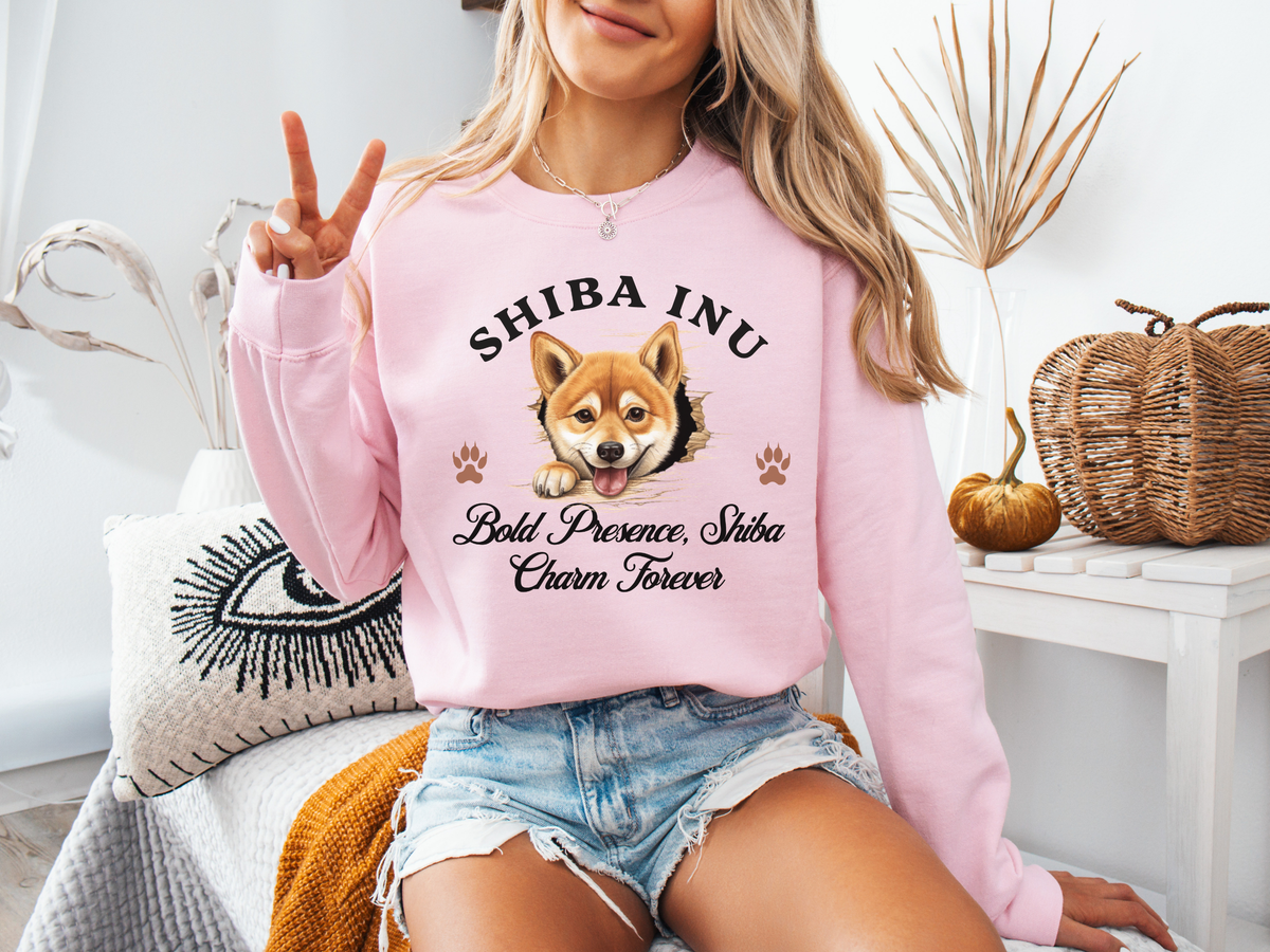 Shiba Inu Sweatshirt – Bold Presence, Shiba Charm Forever – Unisex Dog Lover Gift