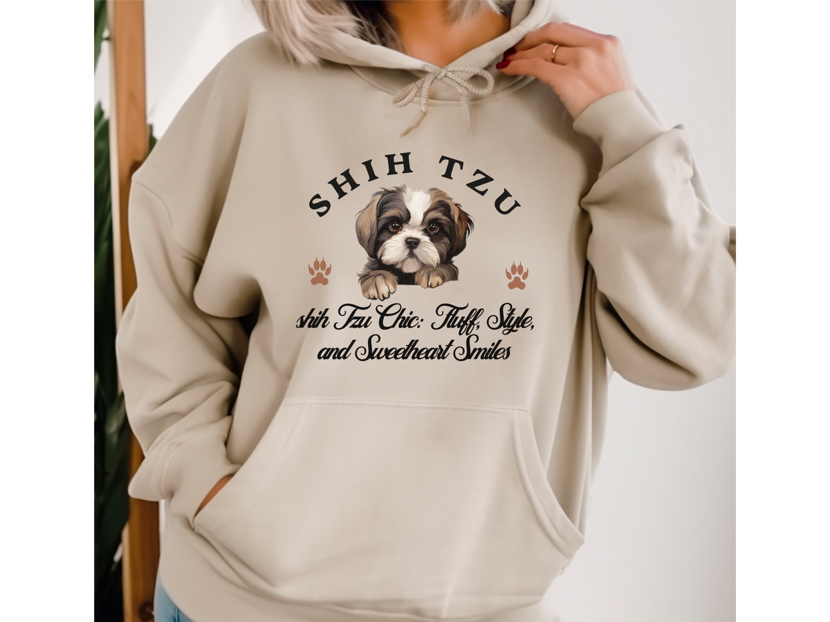Shih Tzu Dog Hoodie – "Shih Tzu Chic: Fluff, Style, and Sweetheart Smiles" | Unisex Cozy & Stylish Hoodie for Small Dogs