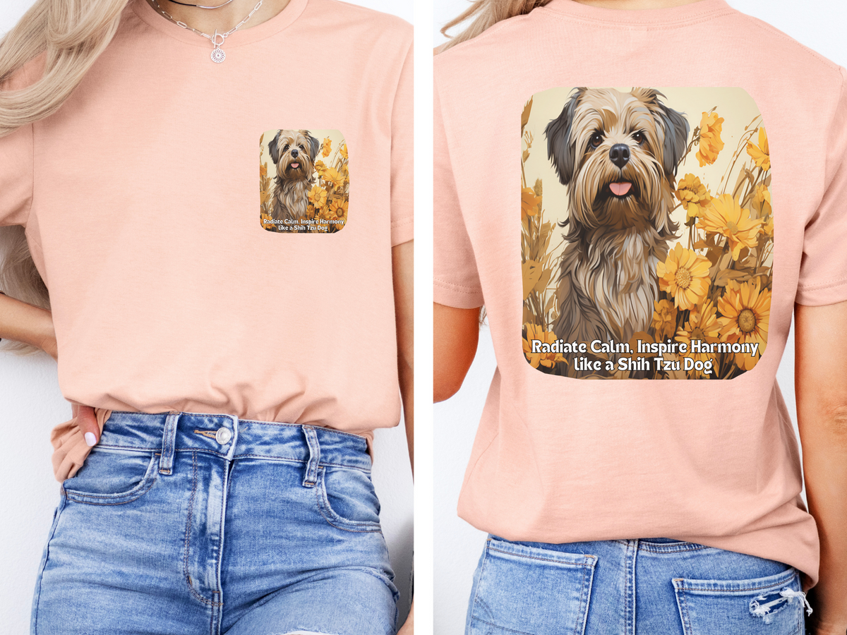Shih Tzu Sunflower Tee – 'Radiate Calm, Inspire Harmony' Front & Back Design
