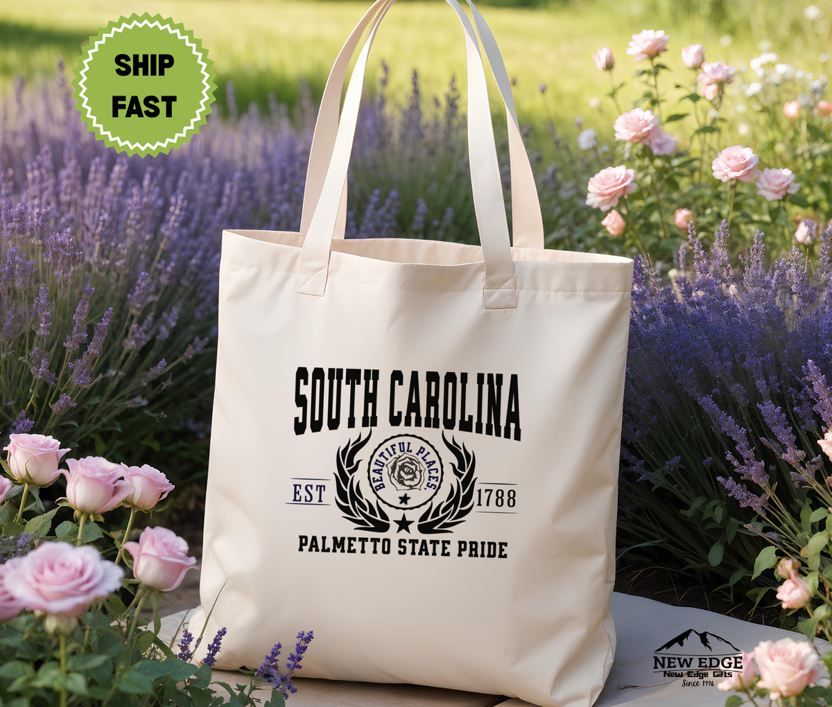 South Carolina State Palmetto State Pride Cotton Canvas Tote Bag – Eco-Friendly Reusable Shopping Tote, Travel Gift & Southern State Souvenir