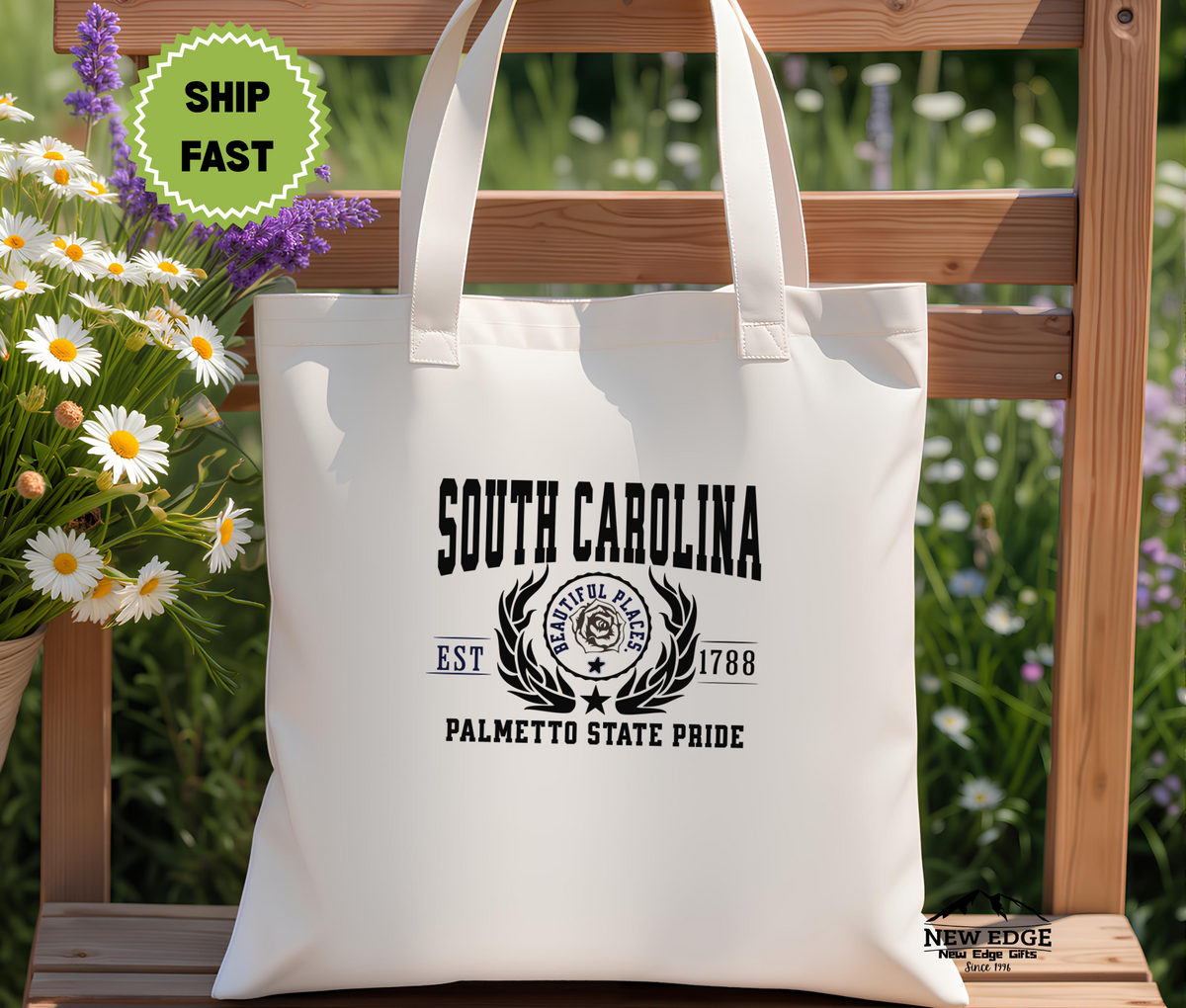 South Carolina State Palmetto State Pride Cotton Canvas Tote Bag – Eco-Friendly Reusable Shopping Tote, Travel Gift & Southern State Souvenir