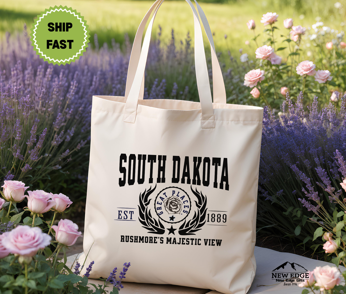 South Dakota State Rushmore’s Majestic View Cotton Canvas Tote Bag – Eco-Friendly Reusable Shopping Tote, Travel Gift & Mount Rushmore State Souvenir