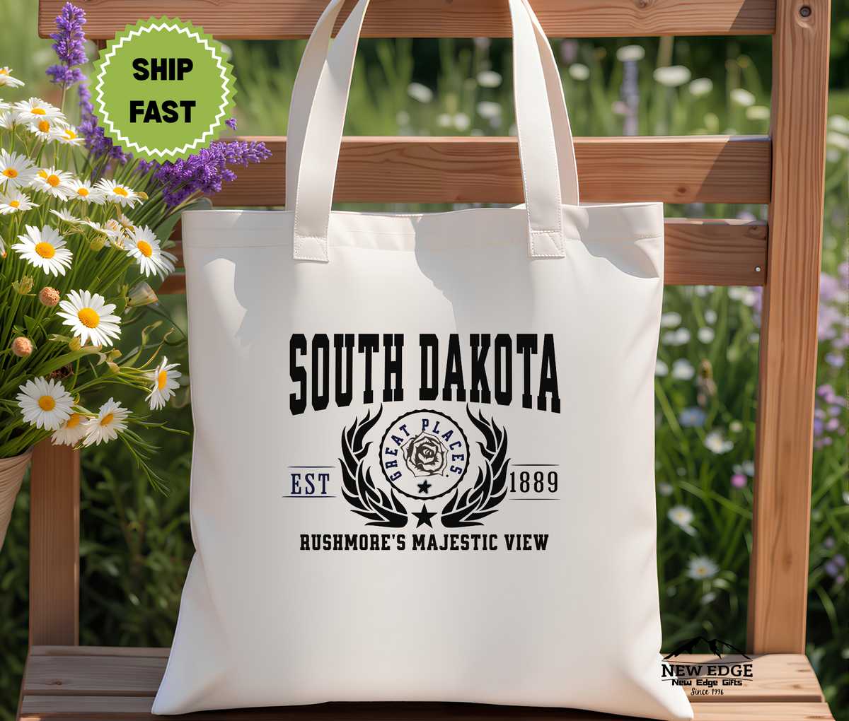 South Dakota State Rushmore’s Majestic View Cotton Canvas Tote Bag – Eco-Friendly Reusable Shopping Tote, Travel Gift & Mount Rushmore State Souvenir