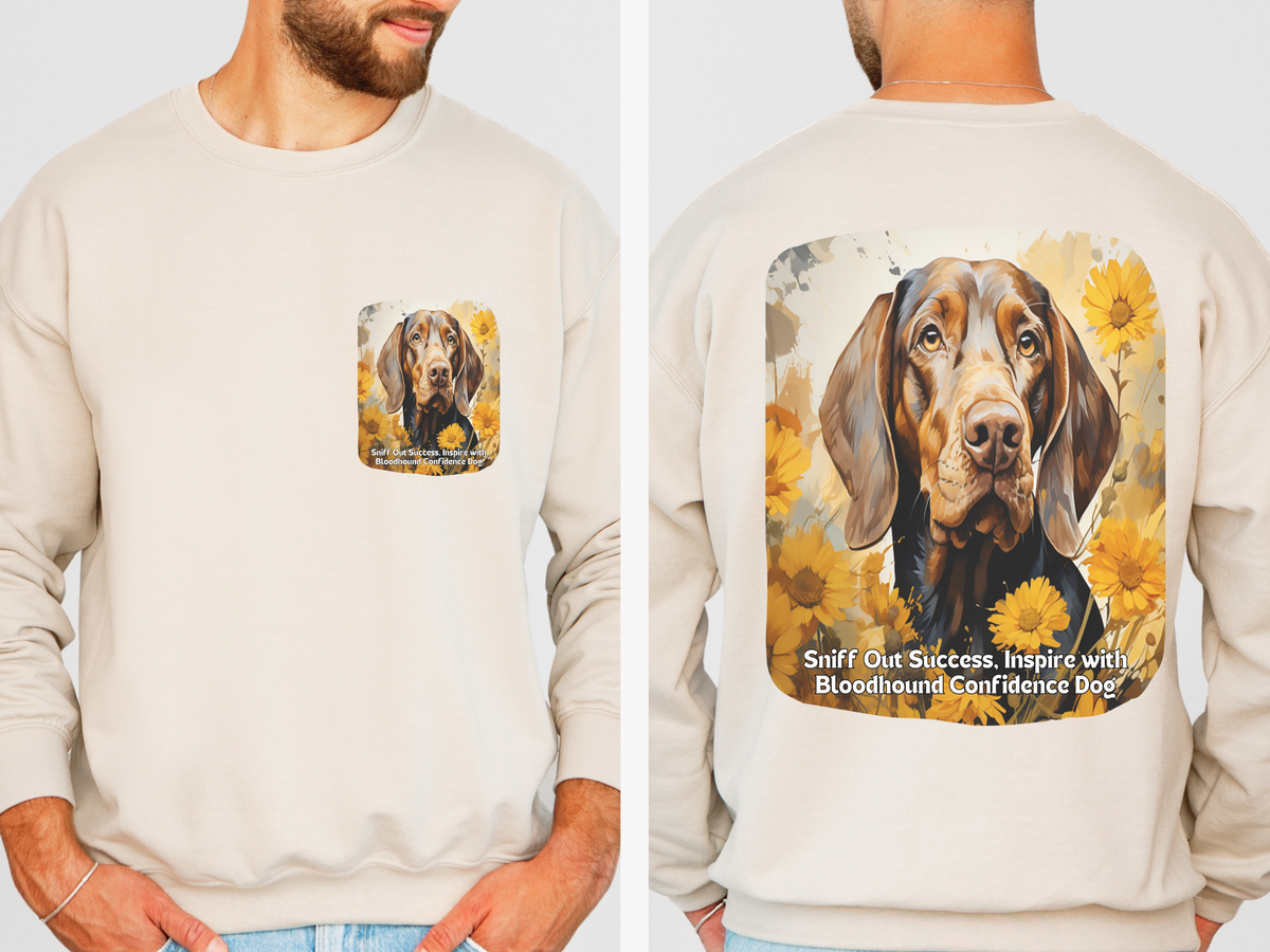 Sunflower Bloodhound Unisex Sweatshirt – Sniff Out Success, Inspire with Confidence – Front & Back Design