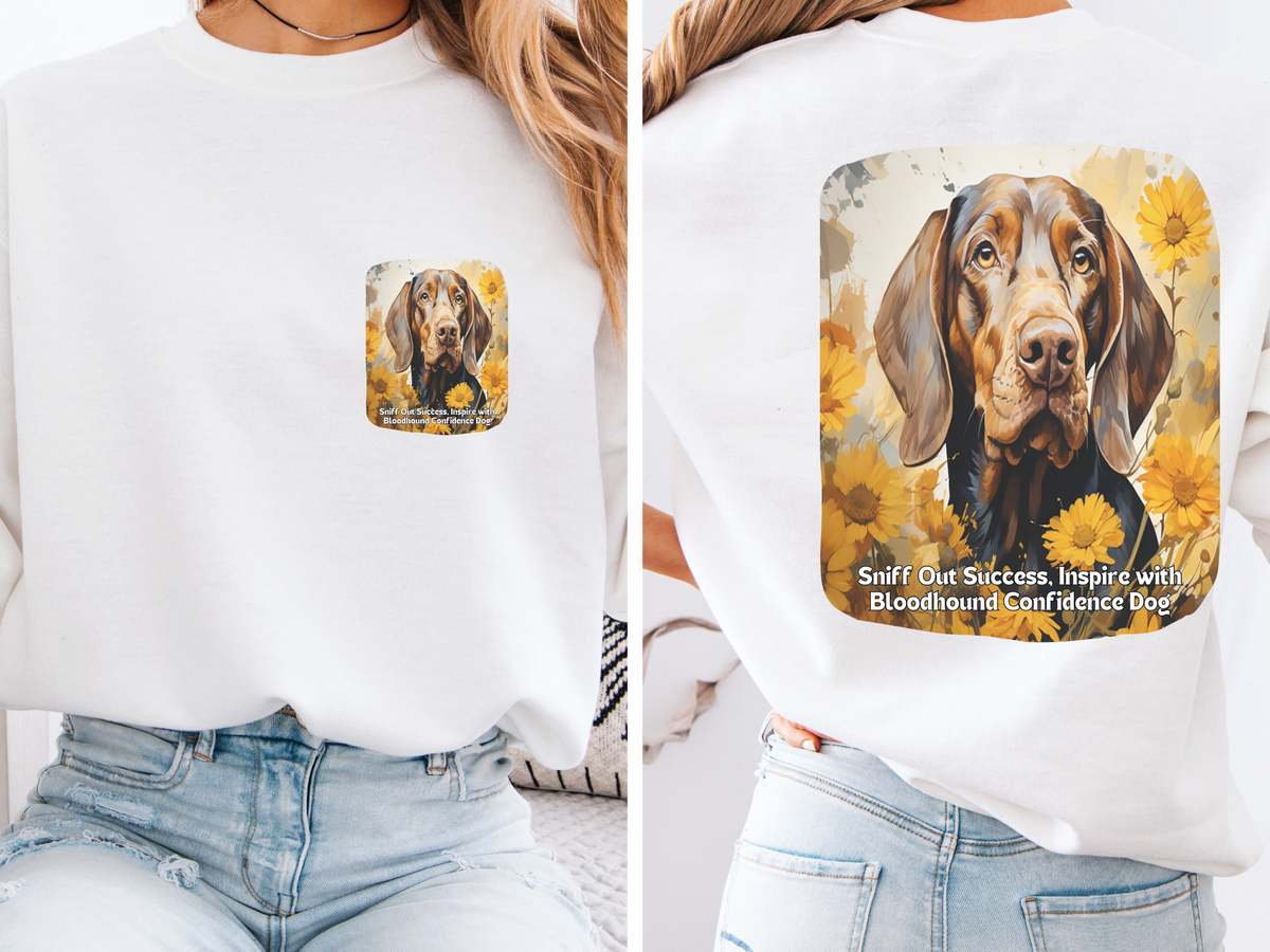 Sunflower Bloodhound Unisex Sweatshirt – Sniff Out Success, Inspire with Confidence – Front & Back Design