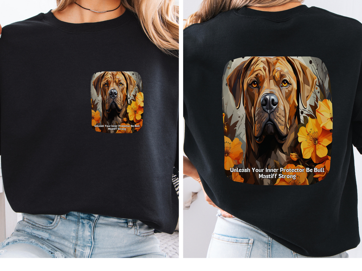 Sunflower & Bullmastiff Dog Sweatshirt – Unleash Your Inner Protector, Be Bullmastiff Strong – Unisex Pullover Seweatshirt
