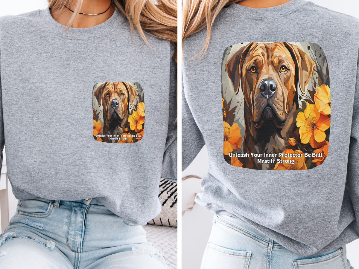 Sunflower & Bullmastiff Dog Sweatshirt – Unleash Your Inner Protector, Be Bullmastiff Strong – Unisex Pullover Seweatshirt