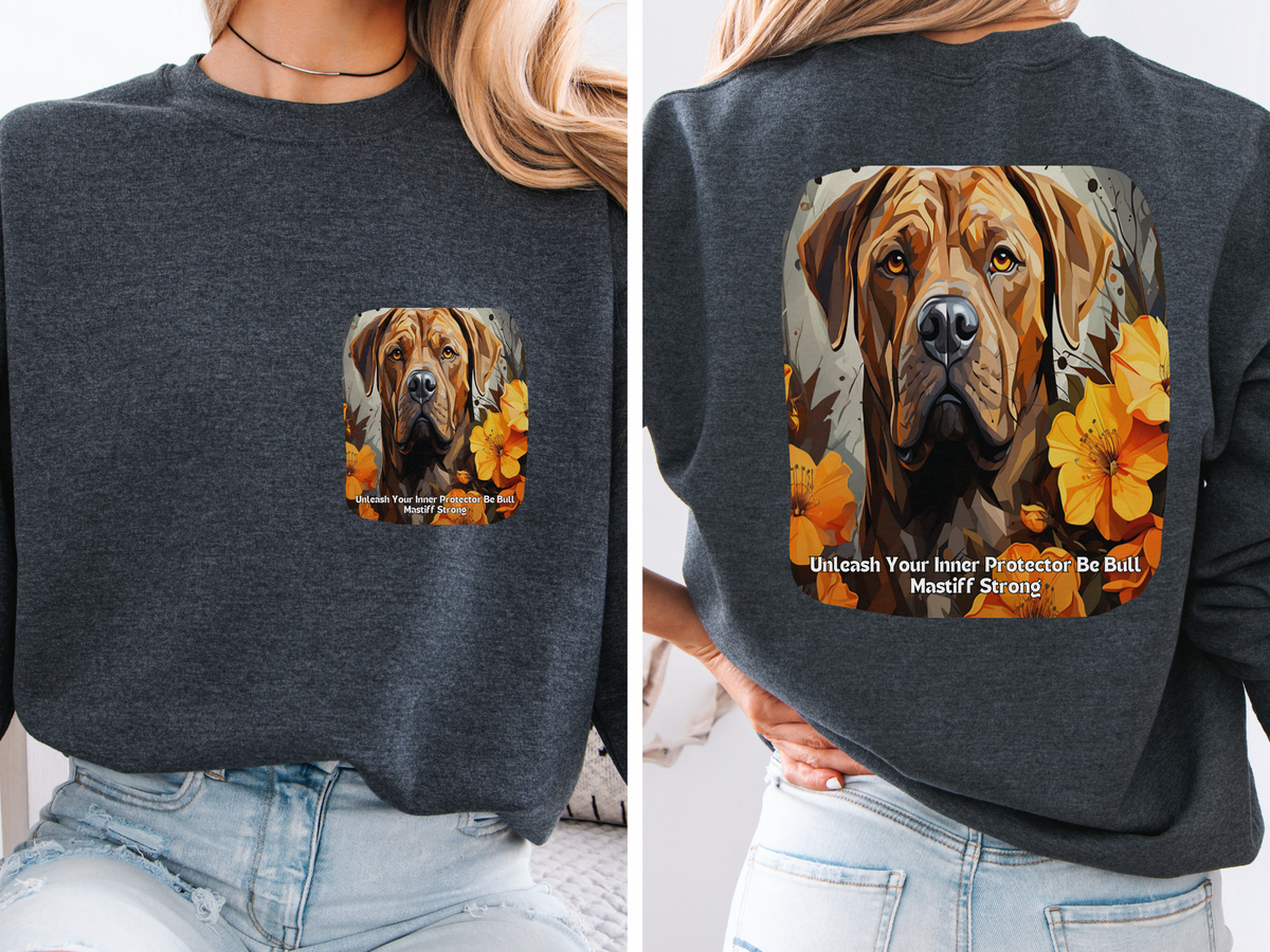Sunflower & Bullmastiff Dog Sweatshirt – Unleash Your Inner Protector, Be Bullmastiff Strong – Unisex Pullover Seweatshirt