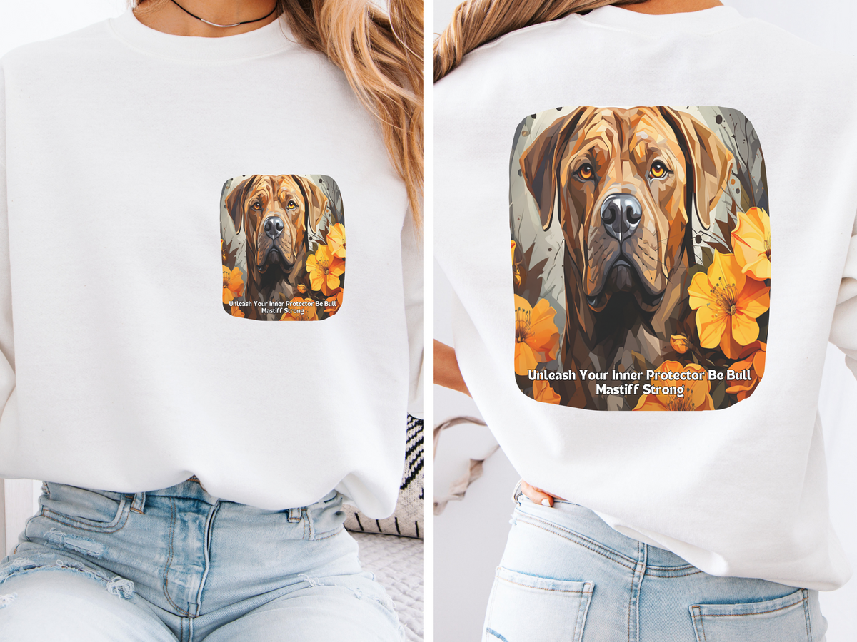 Sunflower & Bullmastiff Dog Sweatshirt – Unleash Your Inner Protector, Be Bullmastiff Strong – Unisex Pullover Seweatshirt