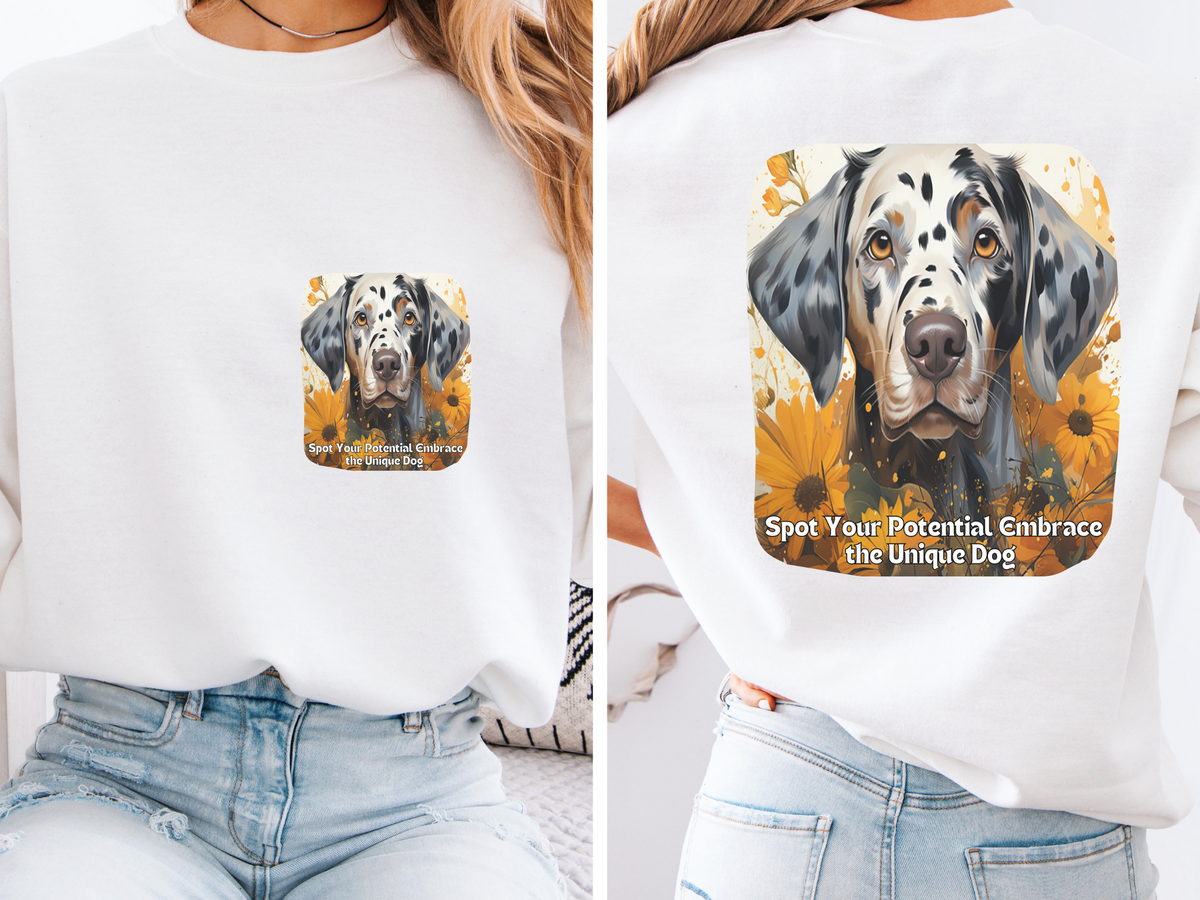 Sunflower Dilmatian Dog Unisex Sweatshirt – Spot Your Potential, Embrace the Unique Dog – Front & Back Design