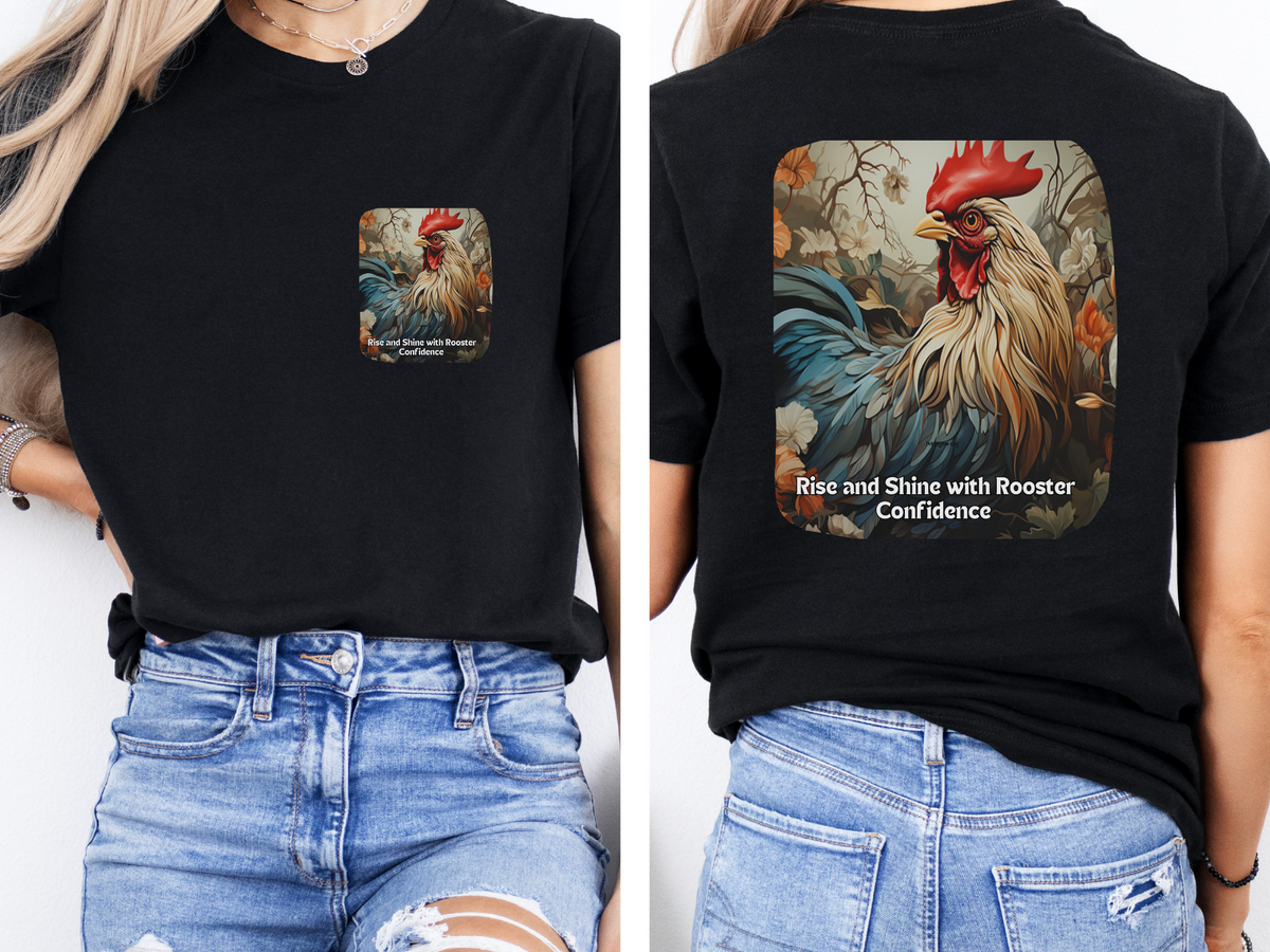 Sunflower Rooster Tee – 'Rise & Shine with Confidence' Front & Back Design