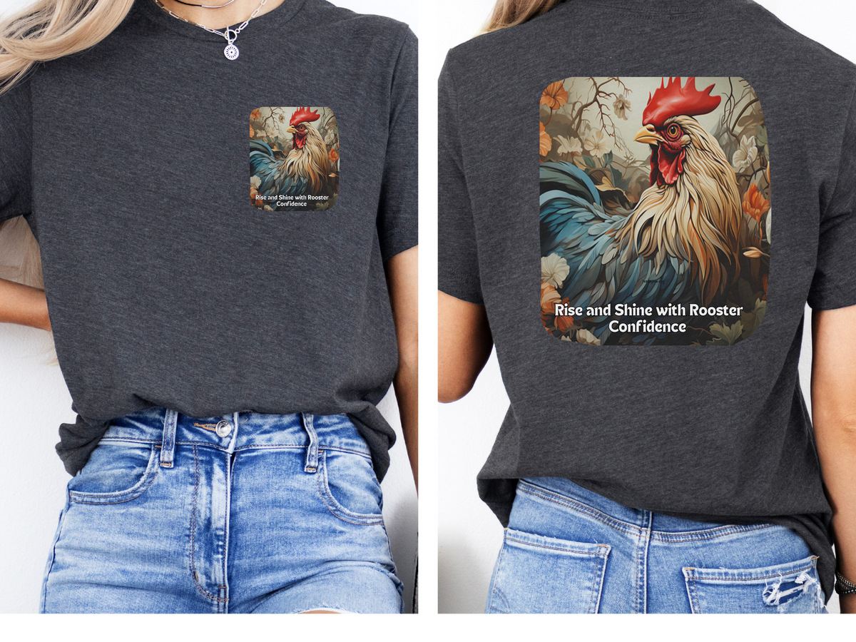 Sunflower Rooster Tee – 'Rise & Shine with Confidence' Front & Back Design