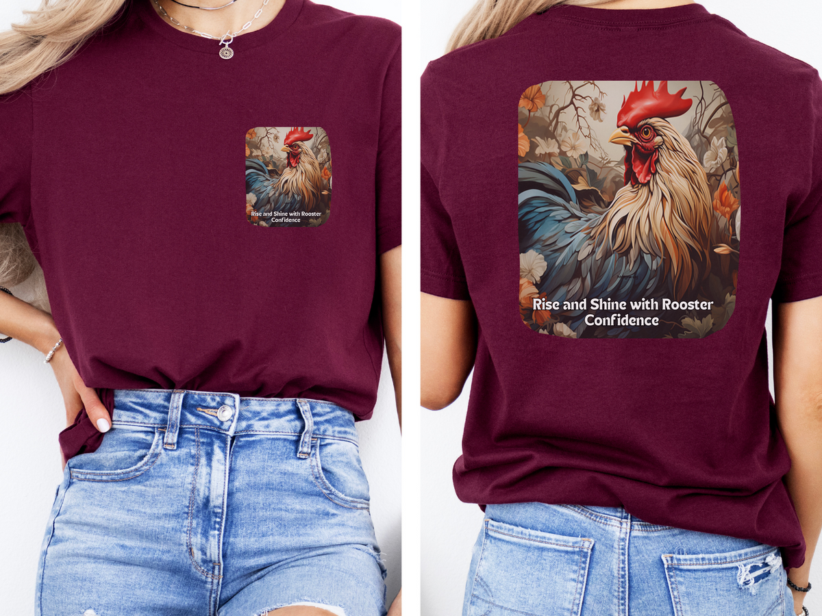 Sunflower Rooster Tee – 'Rise & Shine with Confidence' Front & Back Design