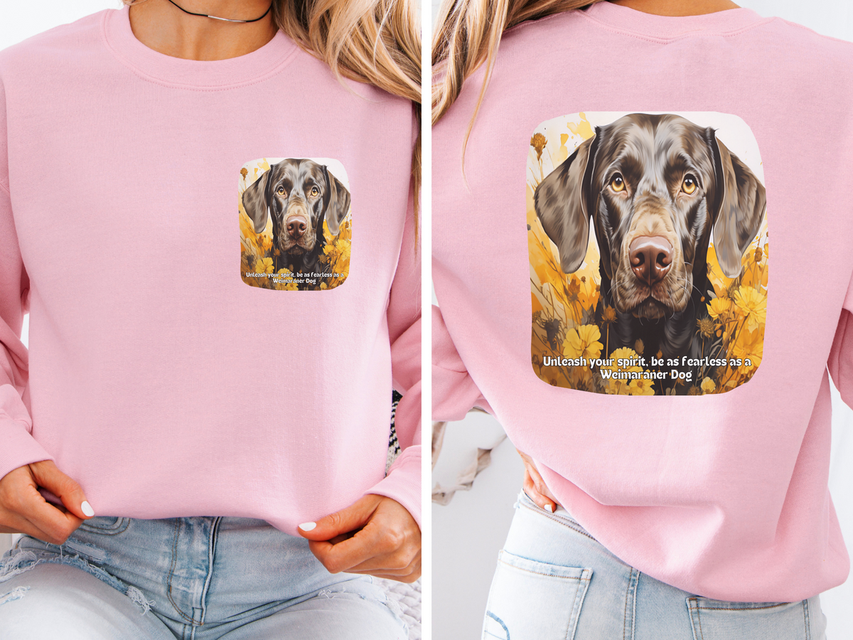 Sunflower & Weimaraner Dog Sweatshirt – Unleash Your Spirit, Be Fearless – Unisex Pullover