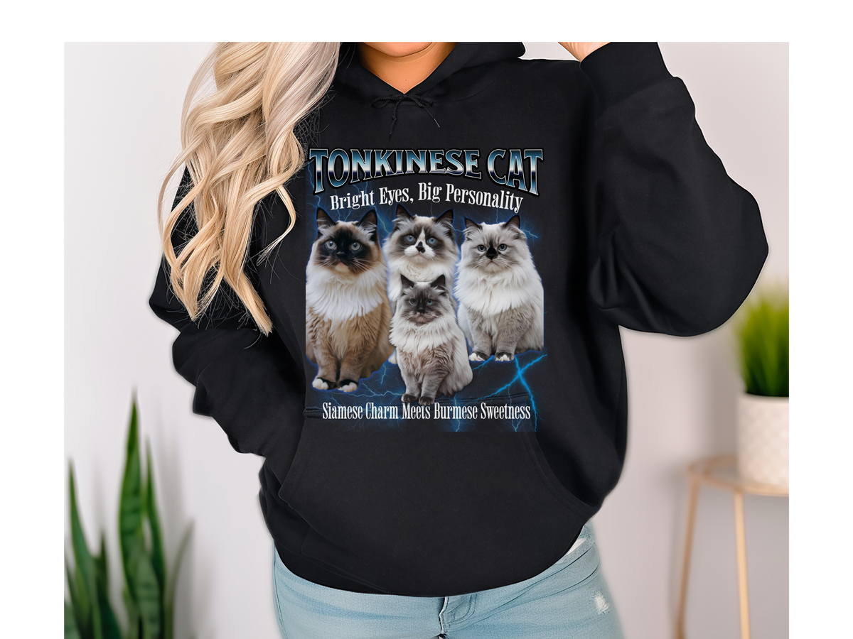 Tonkinese Cat Hoodie – Unisex Bootleg Collage Sweatshirt | Bright Eyes, Big Personality