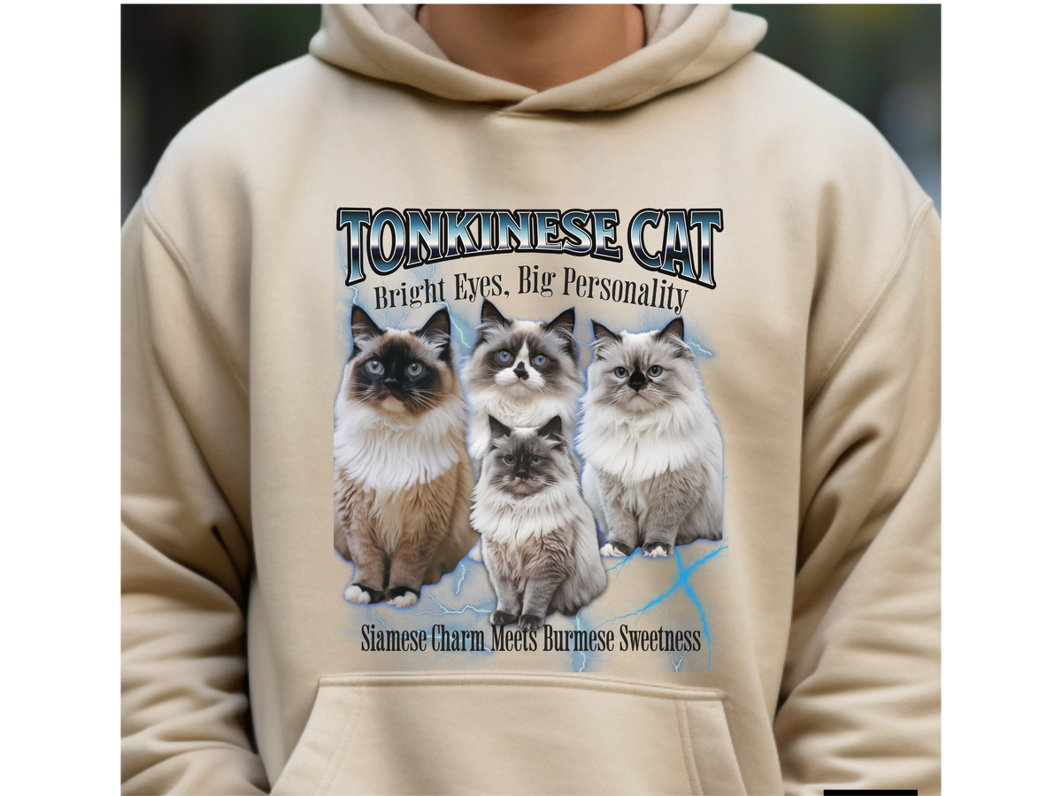Tonkinese Cat Hoodie – Unisex Bootleg Collage Sweatshirt | Bright Eyes, Big Personality