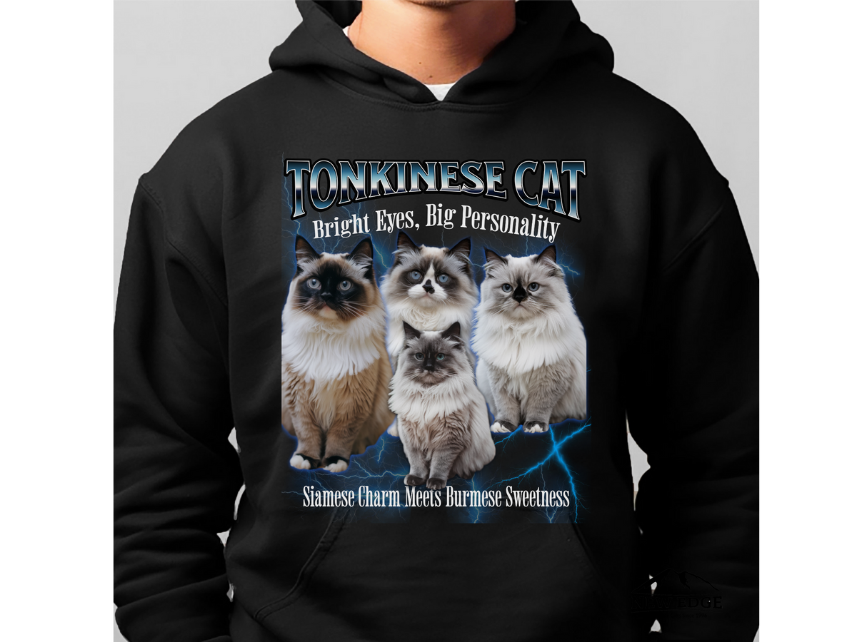 Tonkinese Cat Hoodie – Unisex Bootleg Collage Sweatshirt | Bright Eyes, Big Personality