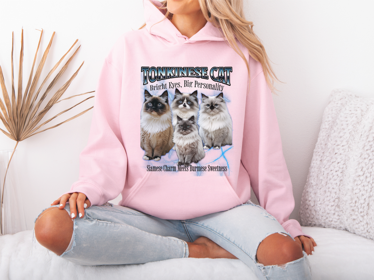 Tonkinese Cat Hoodie – Unisex Bootleg Collage Sweatshirt | Bright Eyes, Big Personality