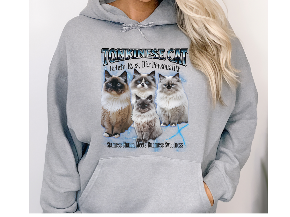 Tonkinese Cat Hoodie – Unisex Bootleg Collage Sweatshirt | Bright Eyes, Big Personality