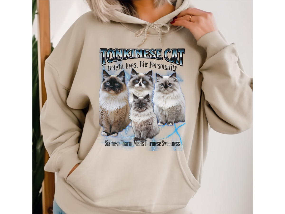 Tonkinese Cat Hoodie – Unisex Bootleg Collage Sweatshirt | Bright Eyes, Big Personality