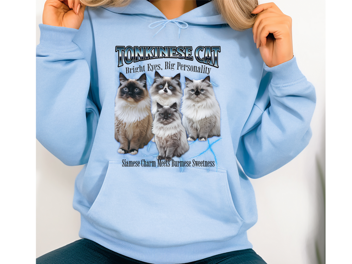 Tonkinese Cat Hoodie – Unisex Bootleg Collage Sweatshirt | Bright Eyes, Big Personality