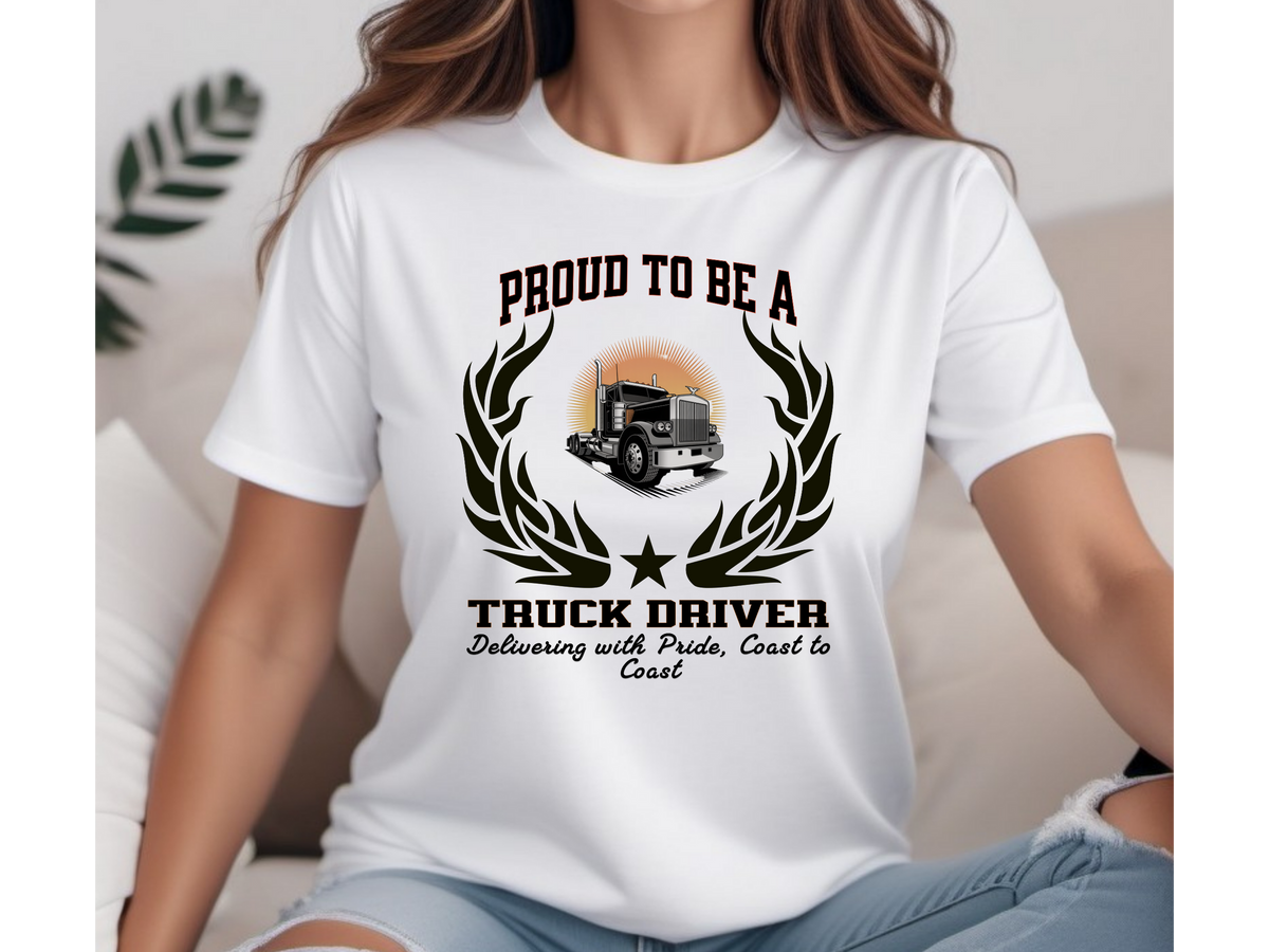 Proud to Be a Truck Driver T-Shirt – Unisex Long Haul Trucker Tee – “Delivering with Pride, Coast to Coast” American Trucker Gift Shirt