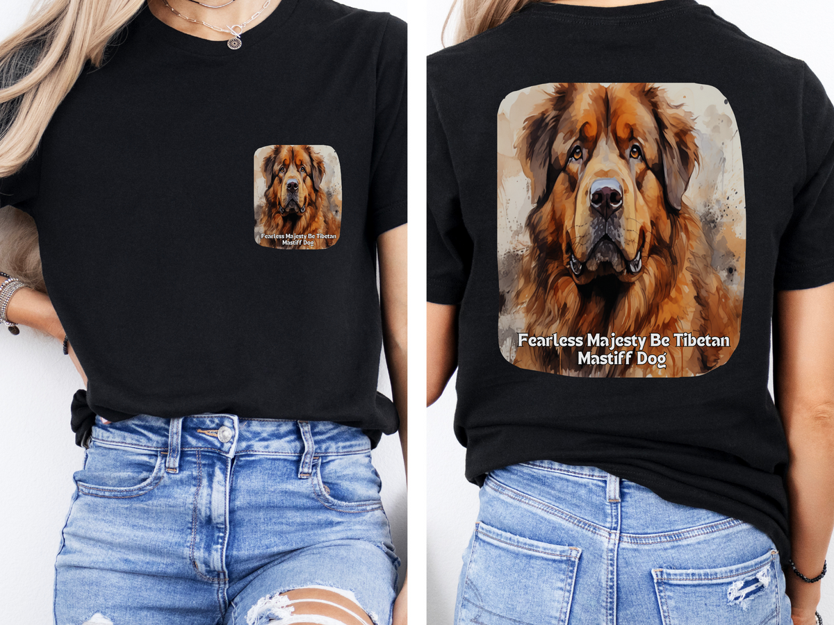 Tibetan Mastiff Sunflower Tee – 'Fearless Majesty' Front & Back Design