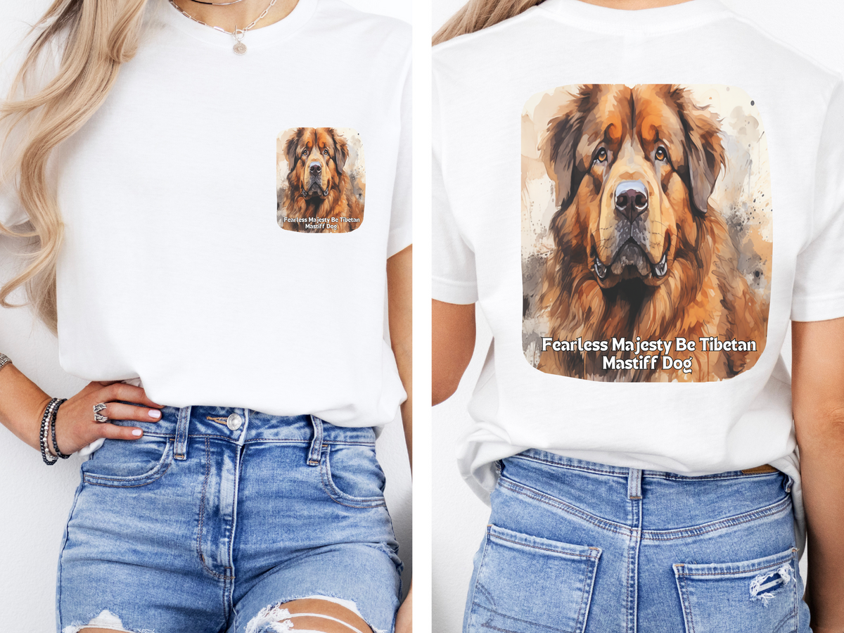 Tibetan Mastiff Sunflower Tee – 'Fearless Majesty' Front & Back Design