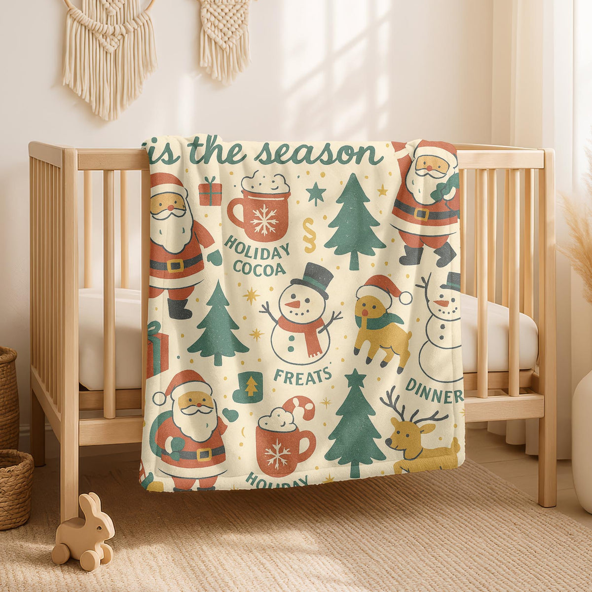 Velveteen ’Tis the Season Christmas Blanket – Cozy Holiday Winter Throw