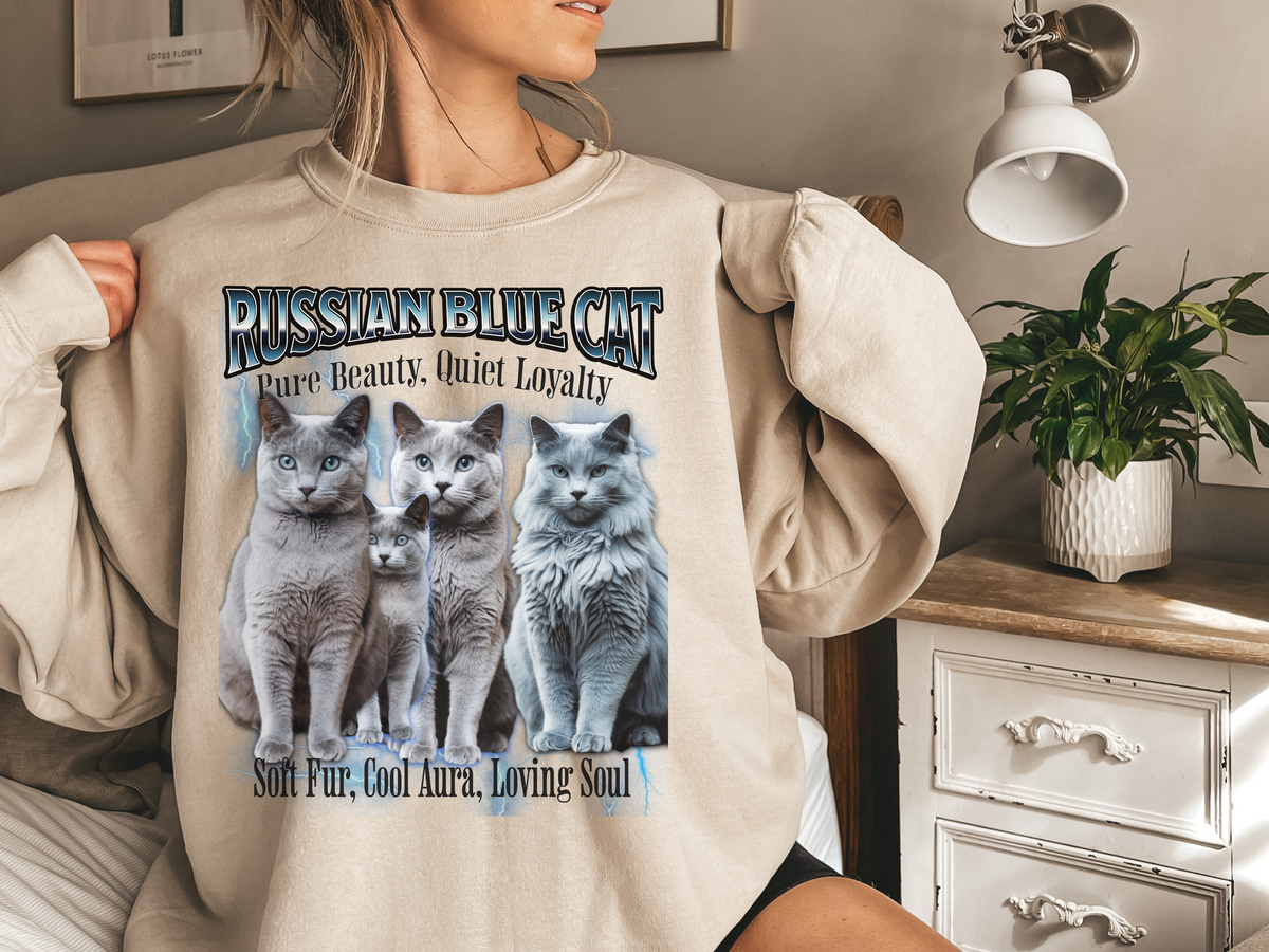 Unisex Persian Cat Bootleg Collage Sweatshirt – “Big Eyes, Sweet Purrs” Vintage-Style Cozy Cat Pullover