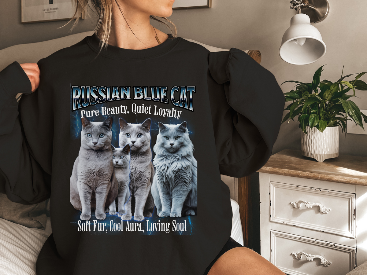 Unisex Persian Cat Bootleg Collage Sweatshirt – “Big Eyes, Sweet Purrs” Vintage-Style Cozy Cat Pullover