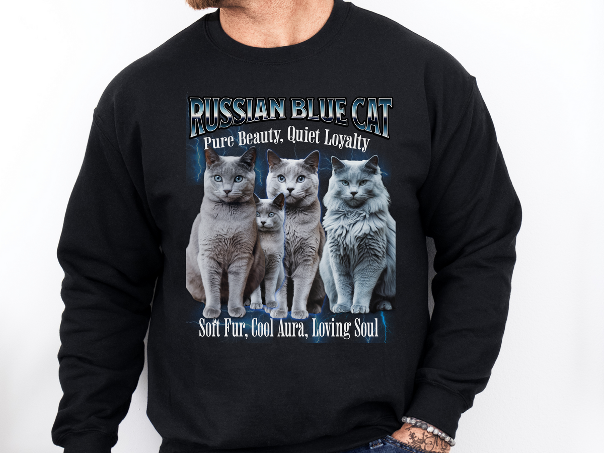 Unisex Persian Cat Bootleg Collage Sweatshirt – “Big Eyes, Sweet Purrs” Vintage-Style Cozy Cat Pullover