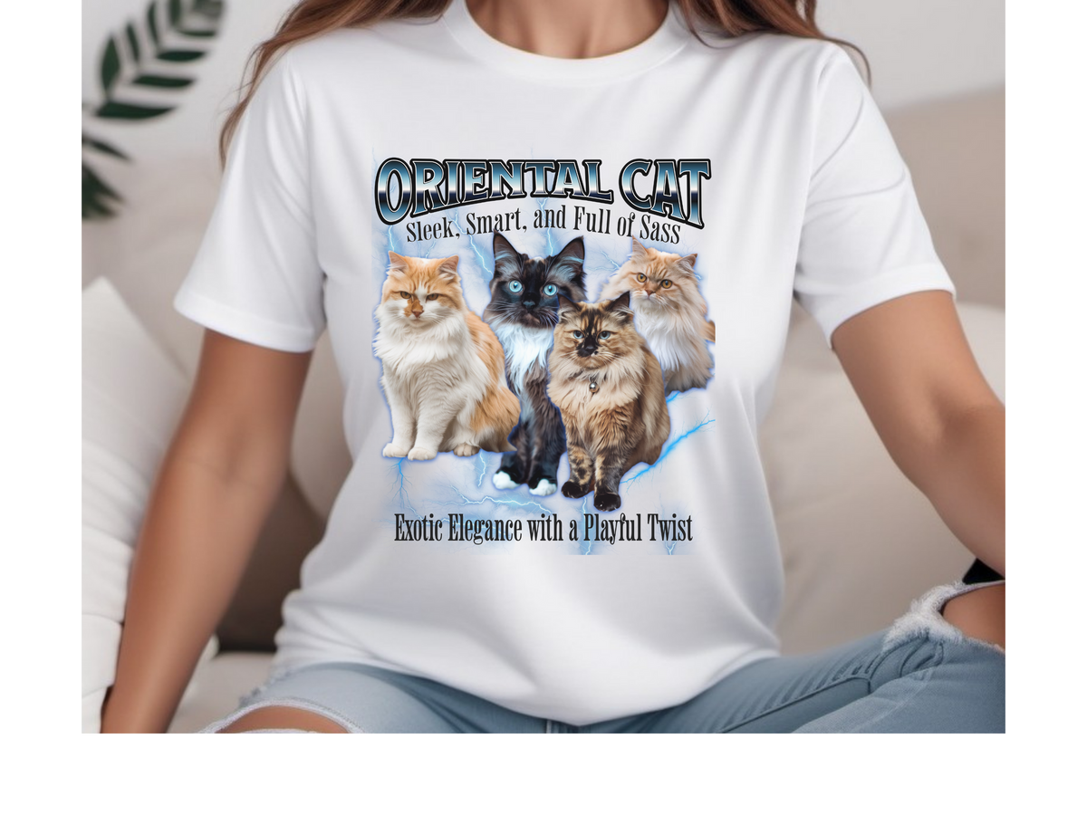 Unisex Oriental Cat Bootleg Collage T-Shirt – “Sleek, Smart, and Full of Sass” Vintage Feline Streetwear Tee
