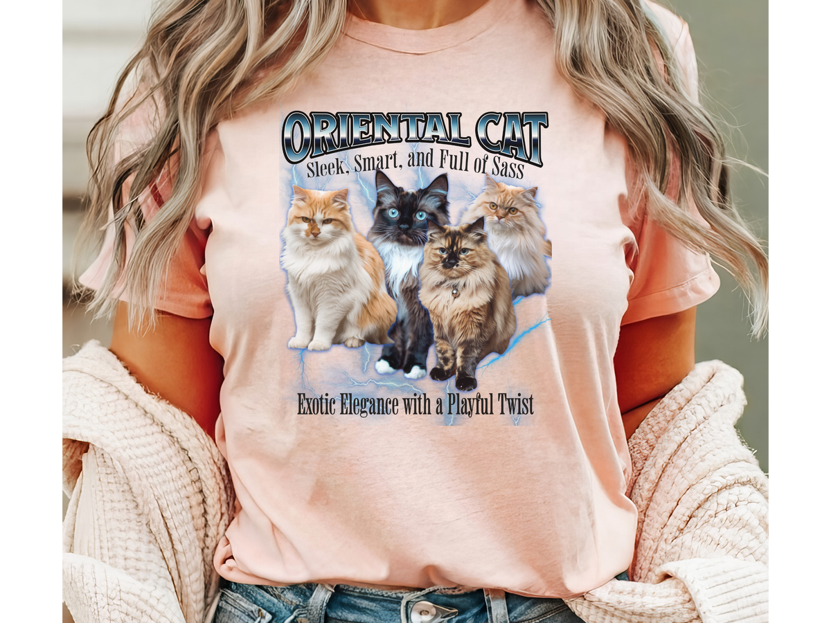 Unisex Oriental Cat Bootleg Collage T-Shirt – “Sleek, Smart, and Full of Sass” Vintage Feline Streetwear Tee