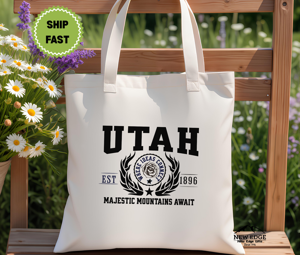 Utah State Majestic Mountains Await Cotton Canvas Tote Bag – Eco-Friendly Reusable Shopping Tote, Travel Gift & Beehive State Pride Bag