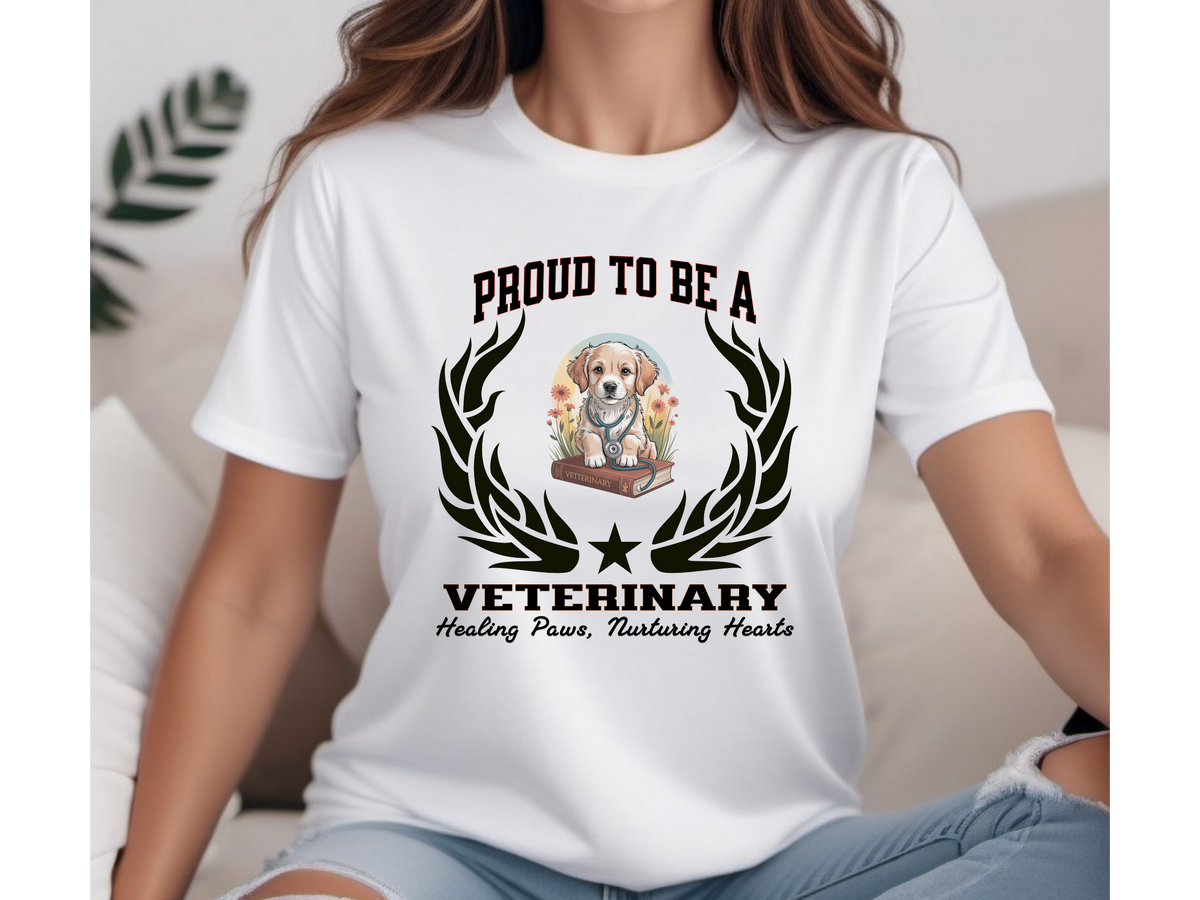 Proud to Be a Veterinary T-Shirt – Unisex Vet & Animal Care Tee – “Healing Paws, Nurturing Hearts” Gift for Veterinarians & Pet Lovers