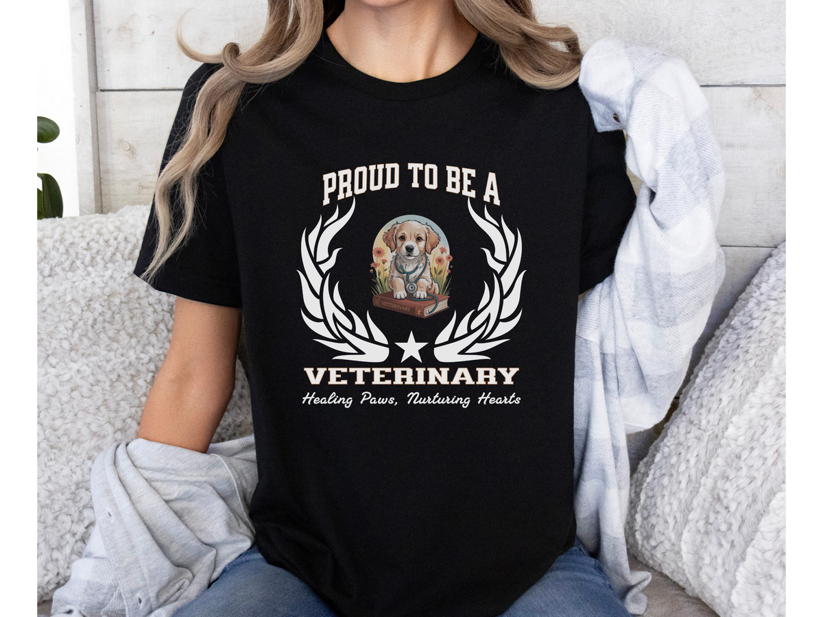 Proud to Be a Veterinary T-Shirt – Unisex Vet & Animal Care Tee – “Healing Paws, Nurturing Hearts” Gift for Veterinarians & Pet Lovers