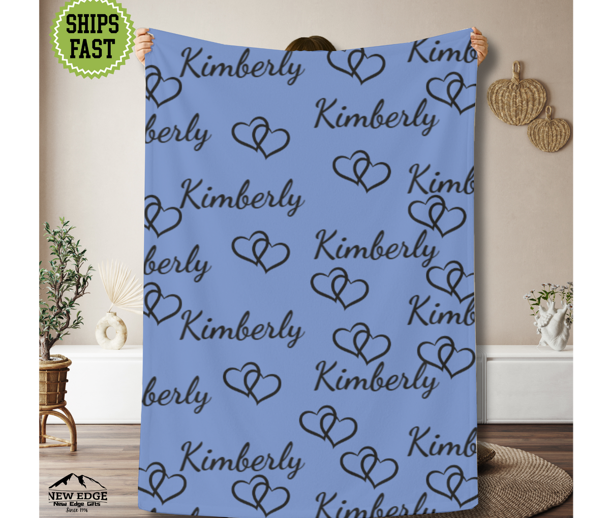 Personalized Velveteen Name Blanket – Custom Soft Throw Blanket, Cozy Gift for All Occasions