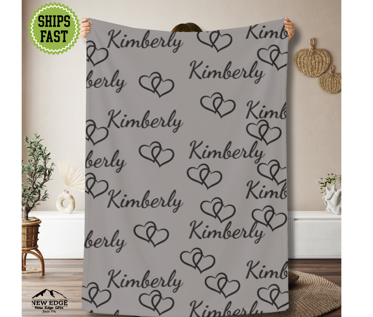 Personalized Velveteen Name Blanket – Custom Soft Throw Blanket, Cozy Gift for All Occasions