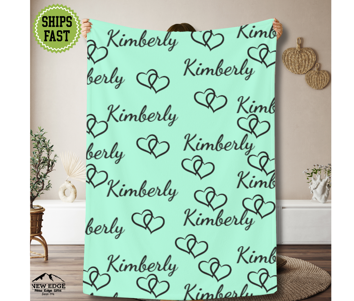 Personalized Velveteen Name Blanket – Custom Soft Throw Blanket, Cozy Gift for All Occasions