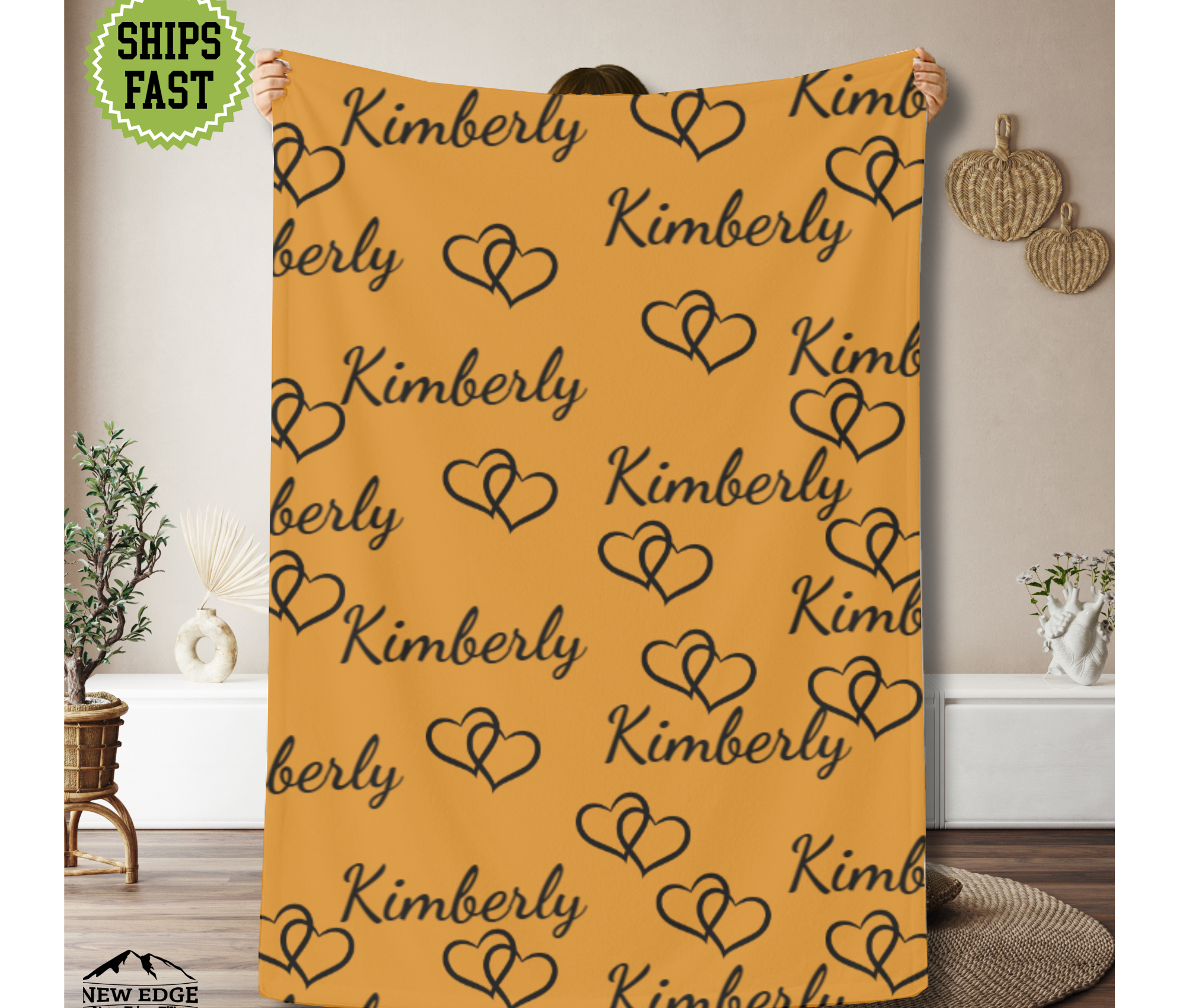 Personalized Velveteen Name Blanket – Custom Soft Throw Blanket, Cozy Gift for All Occasions