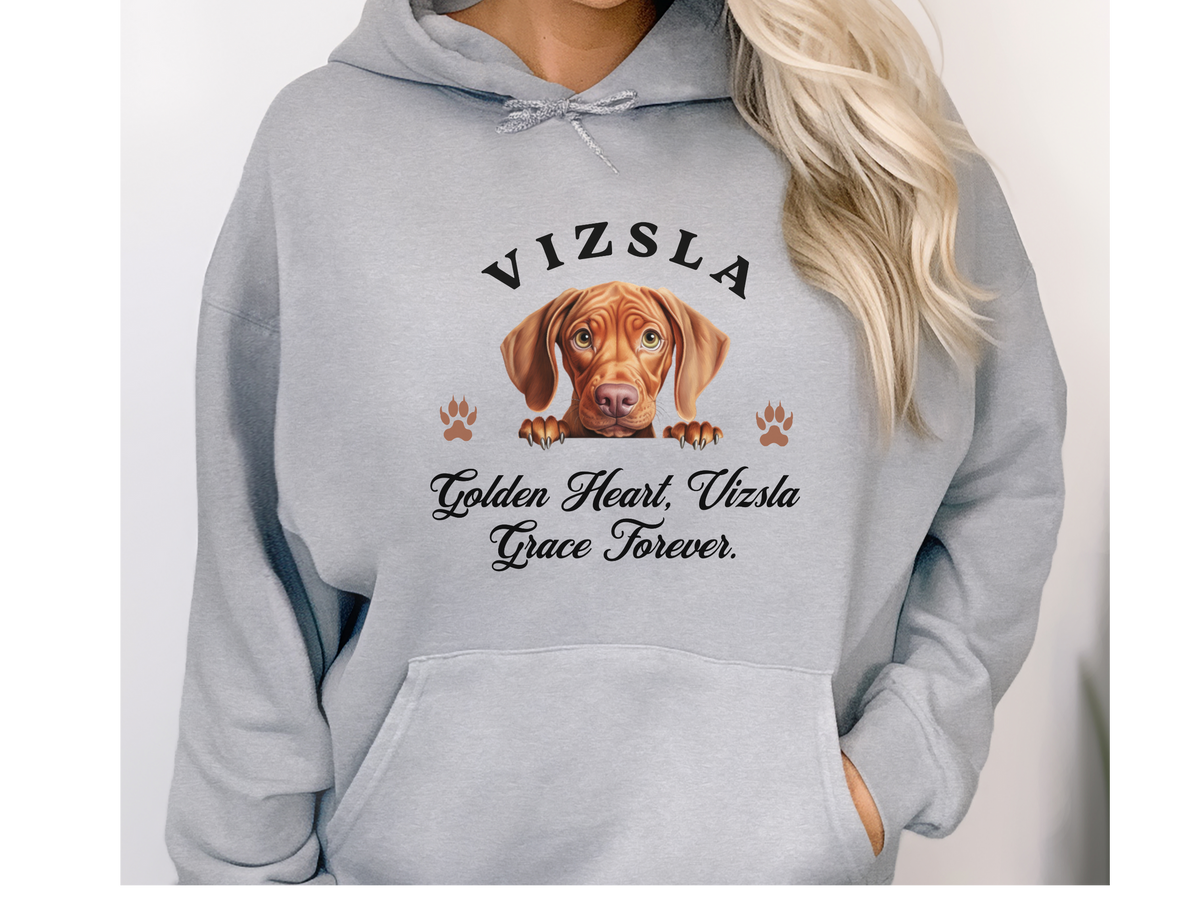 Vizsla Dog Hoodie – "Golden Heart, Vizsla Grace Forever" | Unisex Cozy Hoodie for Elegant Dogs