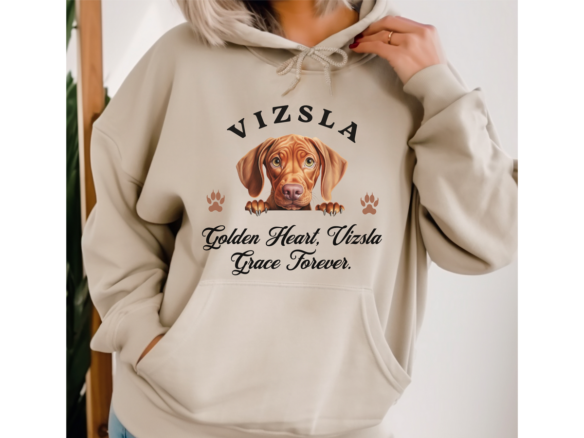 Vizsla Dog Hoodie – "Golden Heart, Vizsla Grace Forever" | Unisex Cozy Hoodie for Elegant Dogs