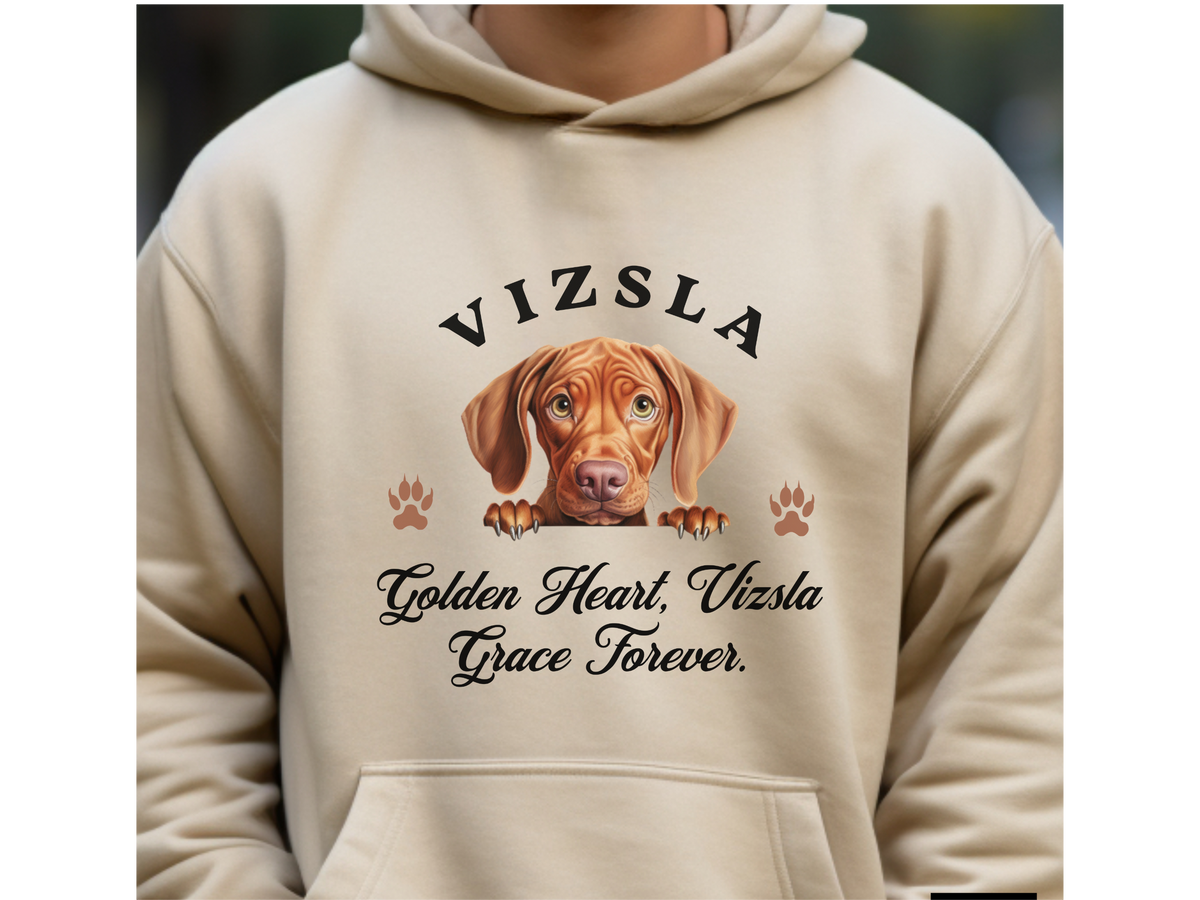 Vizsla Dog Hoodie – "Golden Heart, Vizsla Grace Forever" | Unisex Cozy Hoodie for Elegant Dogs
