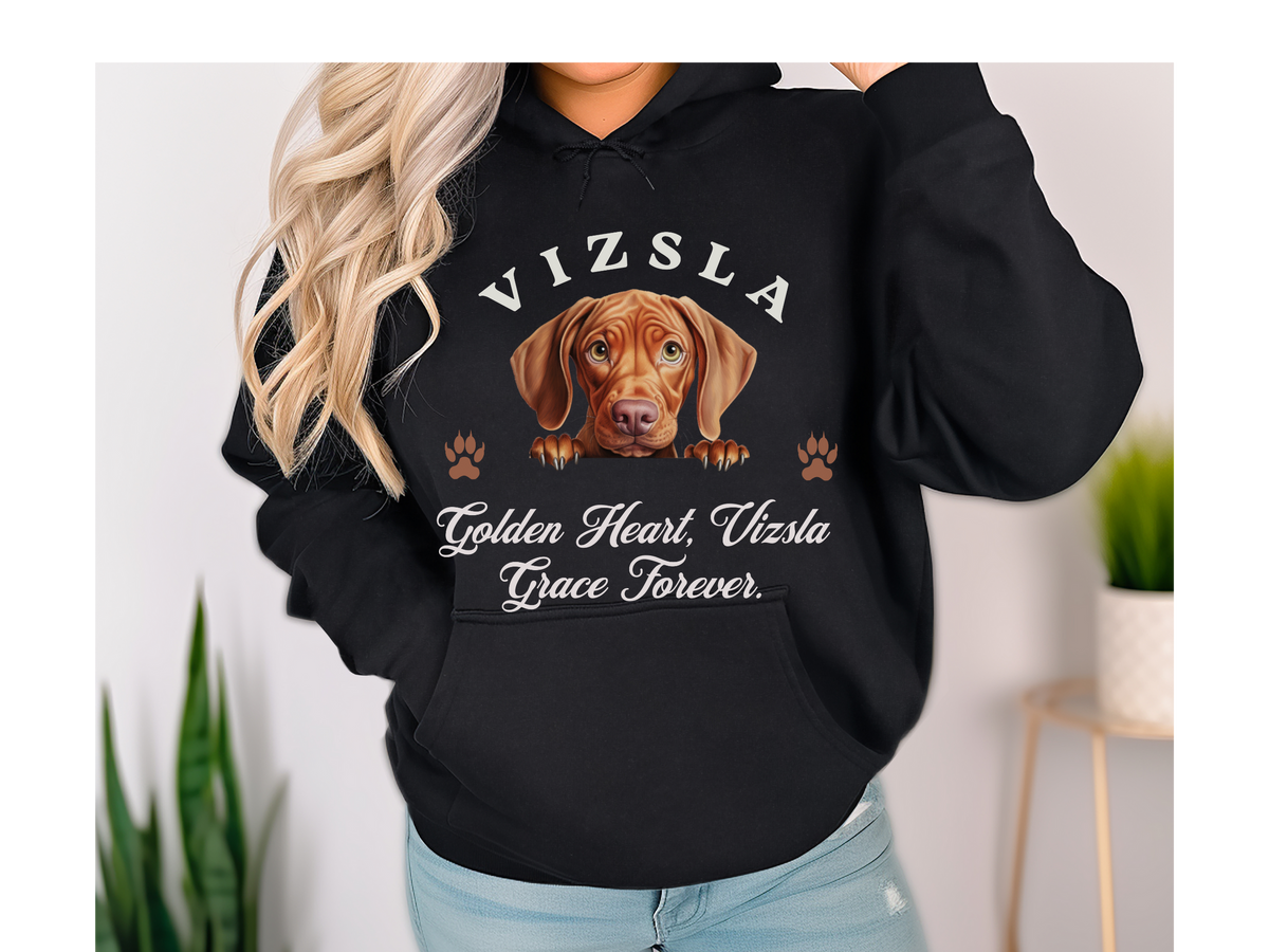 Vizsla Dog Hoodie – "Golden Heart, Vizsla Grace Forever" | Unisex Cozy Hoodie for Elegant Dogs