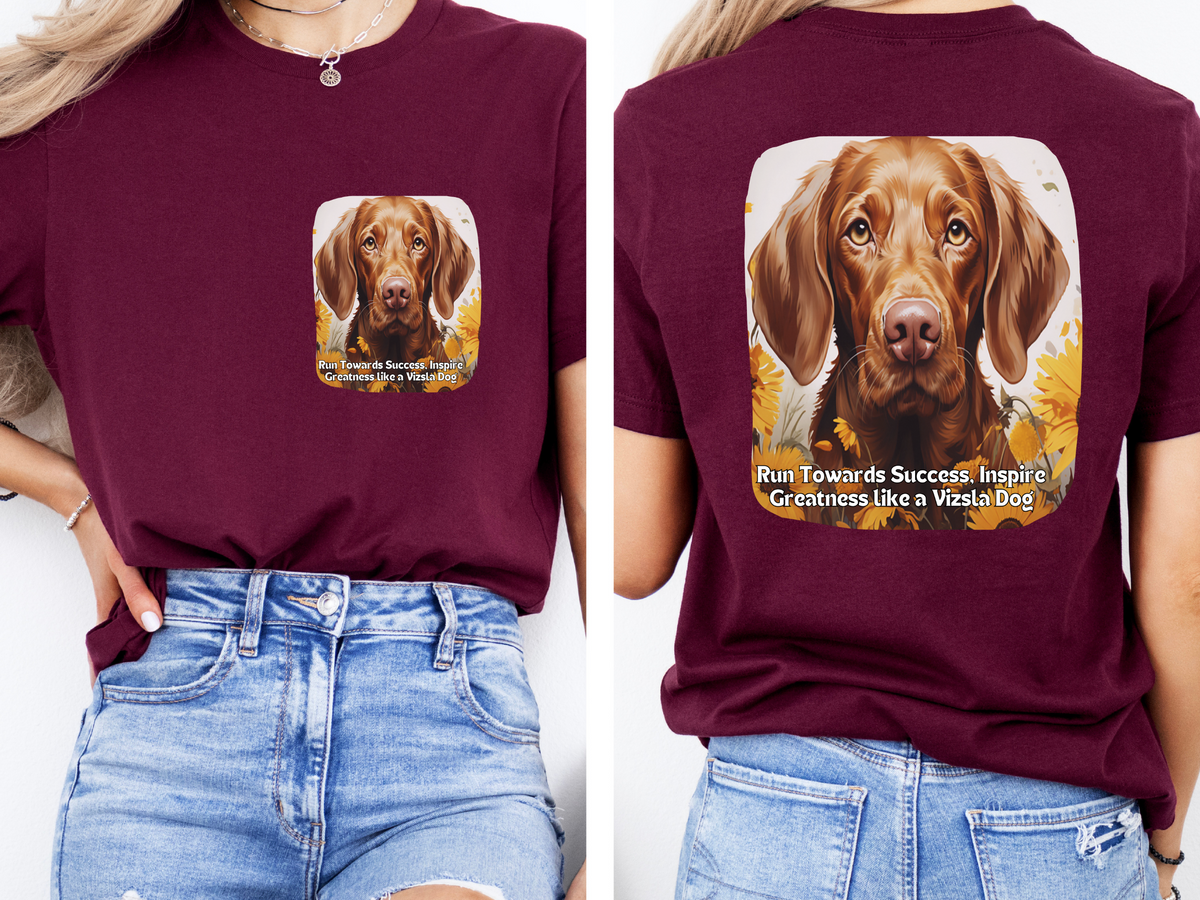 Vizsla Sunflower Tee – 'Run Towards Success' Front & Back Design